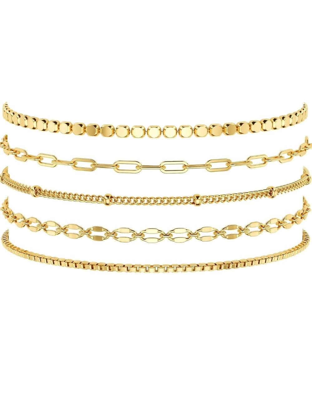 Gold Layered Bracelet Set for Women - Elegant Stacking Chains - Picture 6 of 7